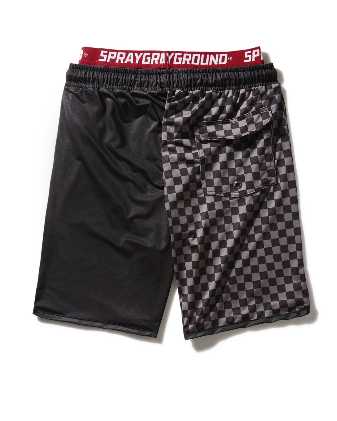 GREY CHECKERED SPLIT CORTO SWIM TRUNKS - Image 3