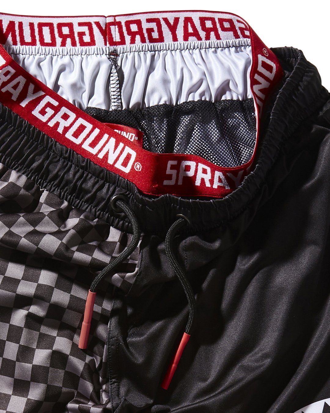 GREY CHECKERED SPLIT CORTO SWIM TRUNKS - Image 5