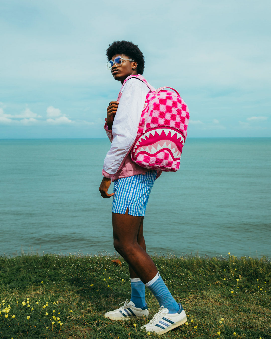 FURZILLA SHARK (PINK CHECK) BACKPACK - Image 2
