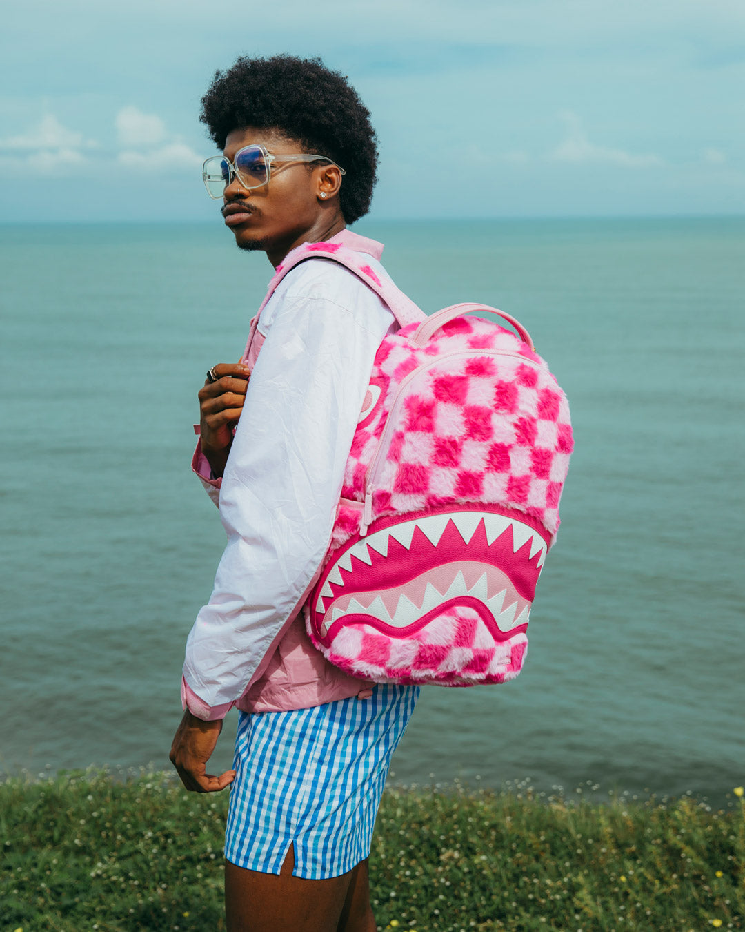 FURZILLA SHARK (PINK CHECK) BACKPACK - Image 4