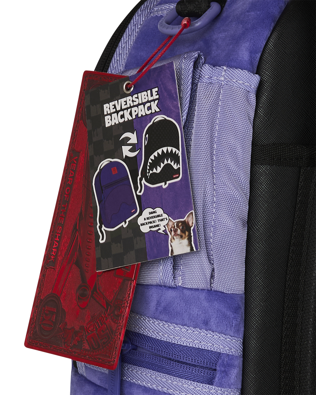 REVERSE MODE - PURPLE VELOUR TO BLACK CHECK BACKPACK - Image 15