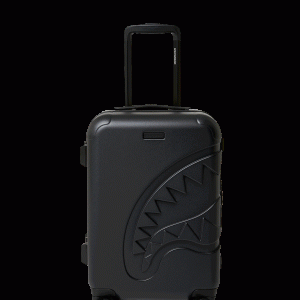 THE JOURNEY BEGINS SHARKITECTURE CARRY-ON LUGGAGE BLACK WITH EXTRA STICKERS