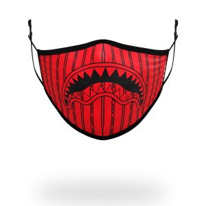 ADULT REVERSE SHARKS IN PARIS (RED) FORM FITTING FACE MASK
