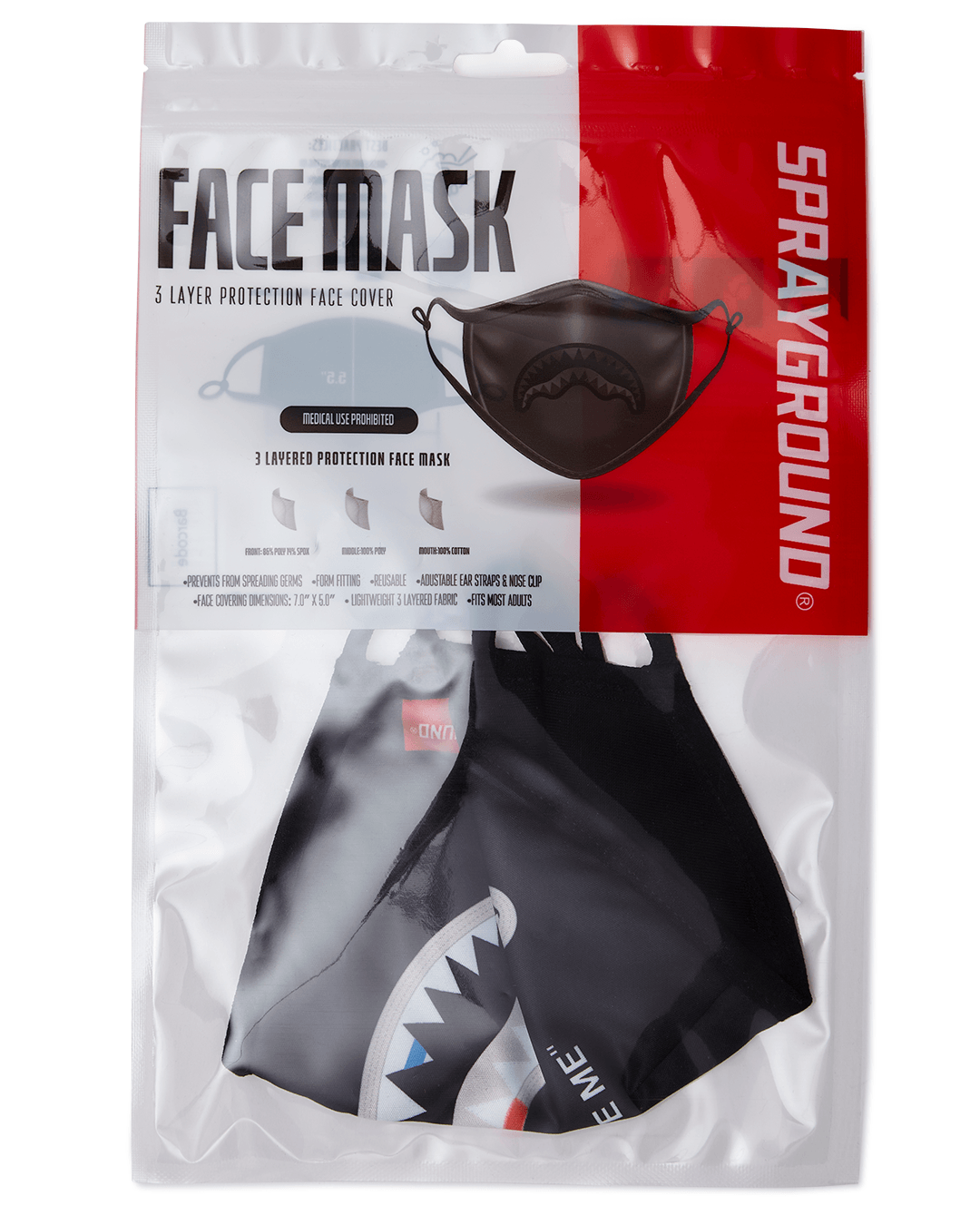BITE ME SHARK (BLK) POLYESTER FACE MASK - Image 12