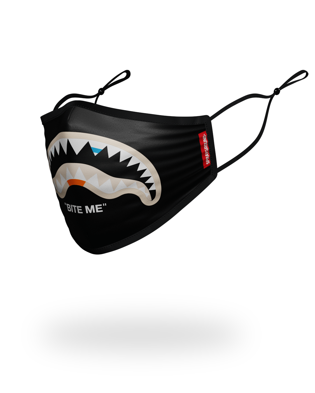 BITE ME SHARK (BLK) POLYESTER FACE MASK - Image 3
