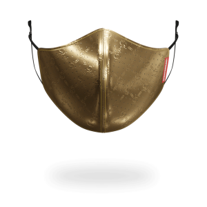 GOLD MONEY PATTERN VEGAN LEATHER FACE MASK